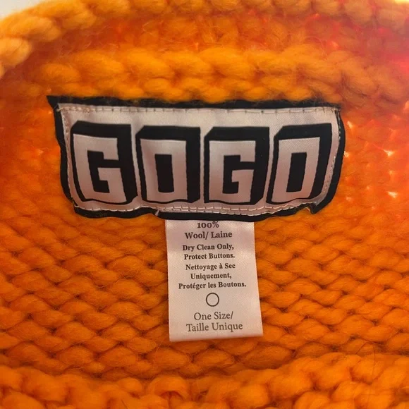 GOGO Sweaters 💯% Italian Wool Marigold/Snow Pullover sweater - Picture 4 of 8